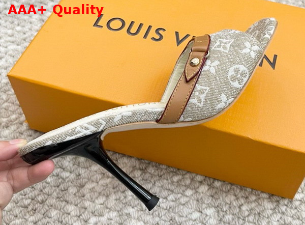 Louis Vuitton Neo Revival Mule in Beige Monogram Denim and Natural Calf Leather Replica