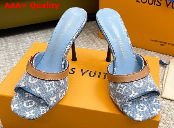 Louis Vuitton Neo Revival Mule in Blue Monogram Denim and Natural Calf Leather 1ACLNR Replica