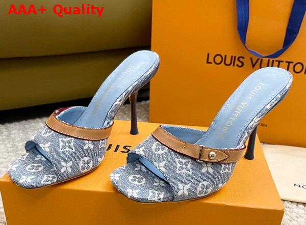 Louis Vuitton Neo Revival Mule in Blue Monogram Denim and Natural Calf Leather 1ACLNR Replica