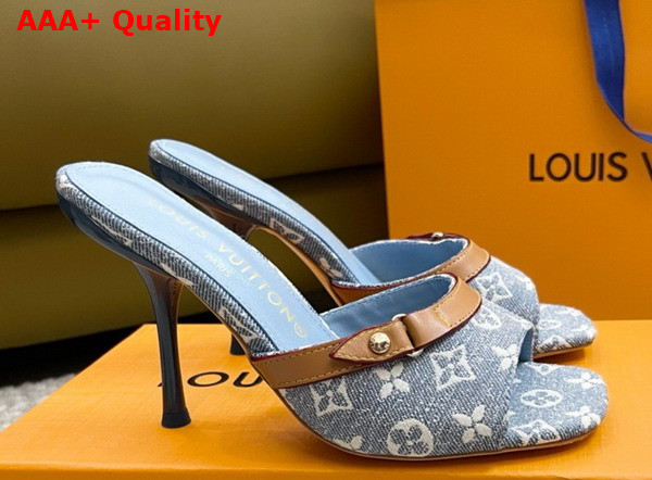 Louis Vuitton Neo Revival Mule in Blue Monogram Denim and Natural Calf Leather 1ACLNR Replica