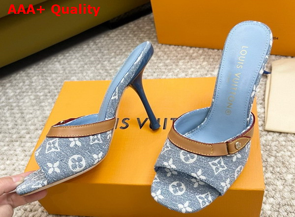 Louis Vuitton Neo Revival Mule in Blue Monogram Denim and Natural Calf Leather 1ACLNR Replica