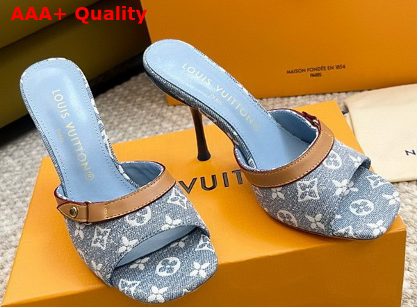 Louis Vuitton Neo Revival Mule in Blue Monogram Denim and Natural Calf Leather 1ACLNR Replica