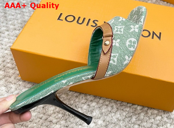 Louis Vuitton Neo Revival Mule in Green Monogram Denim and Natural Calf Leather Replica