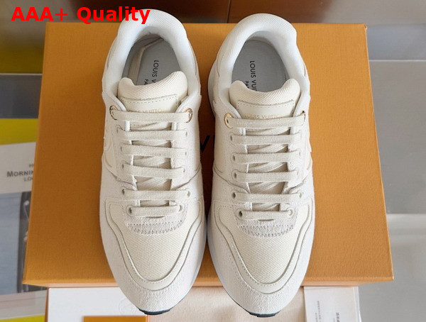 Louis Vuitton Neo Run Away Sneaker in Beige Monogram Denim and Natural Calf Leather Replica