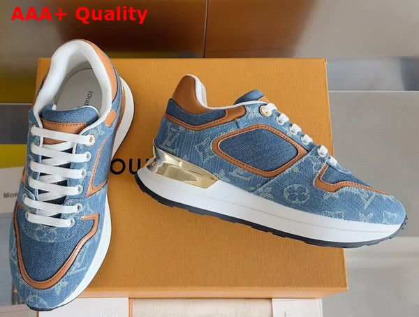 Louis Vuitton Neo Run Away Sneaker in Blue Monogram Denim and Natural Calf Leather 1ACHR7 Replica