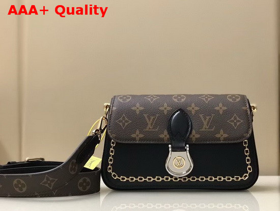 Louis Vuitton Neo Saint Cloud Handbag in Monogram Canvas with Smooth Black Leather M45559 Replica