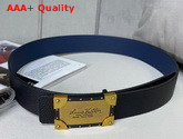 Louis Vuitton Neo Trunk 40mm Reversible Belt Blue and Black Grained Calfskin Replica