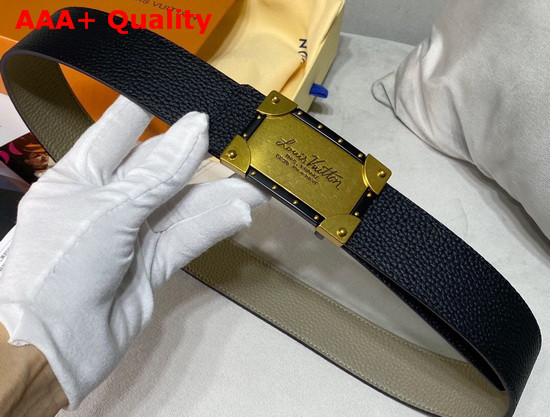 Louis Vuitton Neo Trunk 40mm Reversible Belt Grey and Black Grained Calfskin Replica