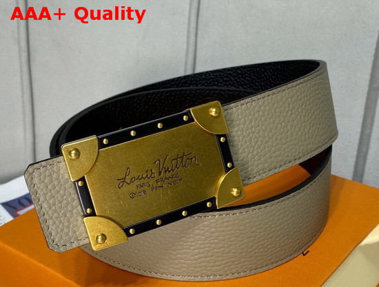 Louis Vuitton Neo Trunk 40mm Reversible Belt Grey and Black Grained Calfskin Replica