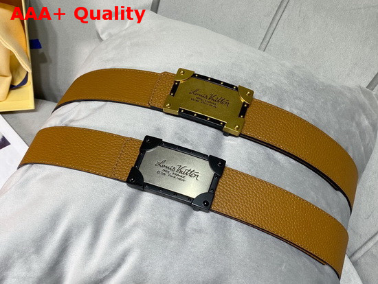 Louis Vuitton Neo Trunk 40mm Reversible Belt Tan and Black Grained Calfskin Replica