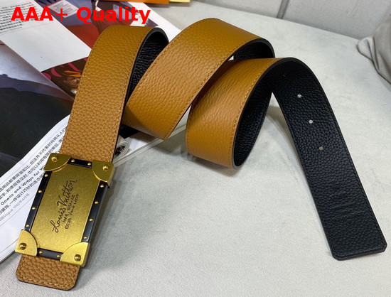 Louis Vuitton Neo Trunk 40mm Reversible Belt Tan and Black Grained Calfskin Replica