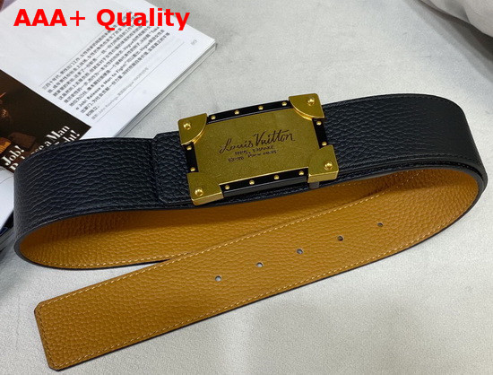 Louis Vuitton Neo Trunk 40mm Reversible Belt Tan and Black Grained Calfskin Replica