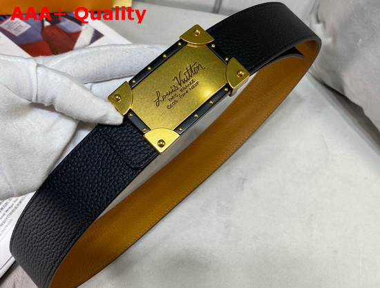 Louis Vuitton Neo Trunk 40mm Reversible Belt Tan and Black Grained Calfskin Replica