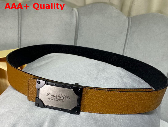 Louis Vuitton Neo Trunk 40mm Reversible Belt Tan and Black Grained Calfskin Replica