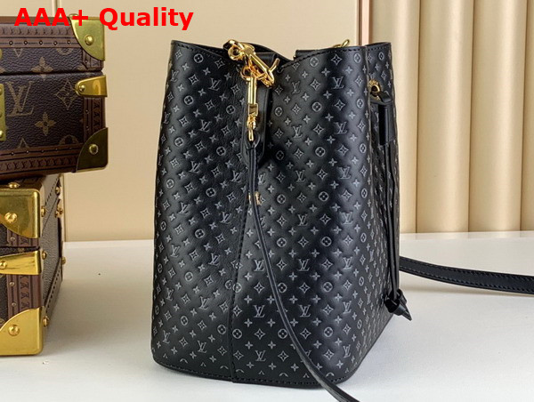 Louis Vuitton Neonoe BB Bucket Bag in Black Calfskin Leather Embossed with the Nano Monogram Pattern M22598 Replica