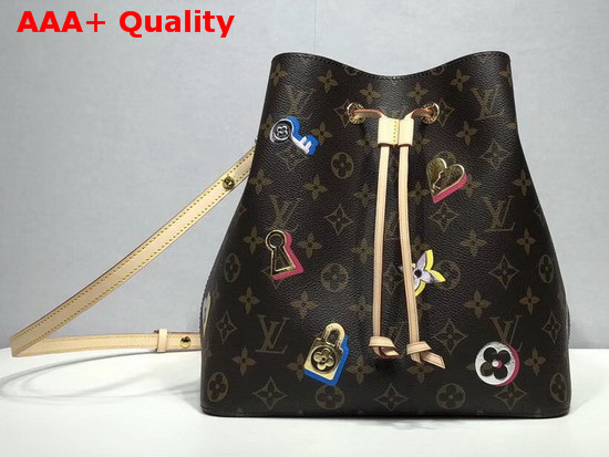 Louis Vuitton Neonoe Bucket Bag Features a Decor of Locks and Keys and Blossoms M44369 Monogram Replica