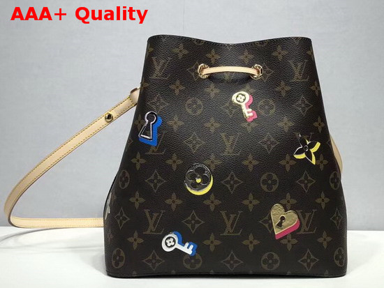 Louis Vuitton Neonoe Bucket Bag Features a Decor of Locks and Keys and Blossoms M44369 Monogram Replica