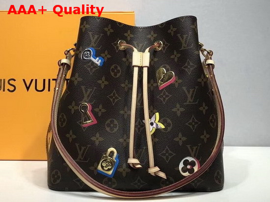 Louis Vuitton Neonoe Bucket Bag Features a Decor of Locks and Keys and Blossoms M44369 Monogram Replica