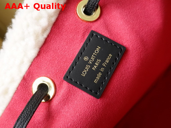 Louis Vuitton Neonoe MM Bucket Bag in Black Grained Leather and Cream Shearling M56963 Replica