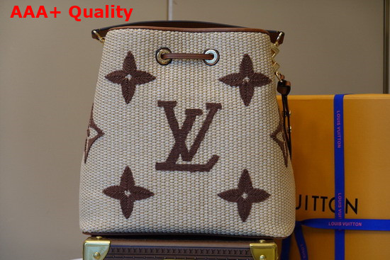 Louis Vuitton Neonoe MM Bucket Bag in Tan Monogram Raffia M57704 Replica