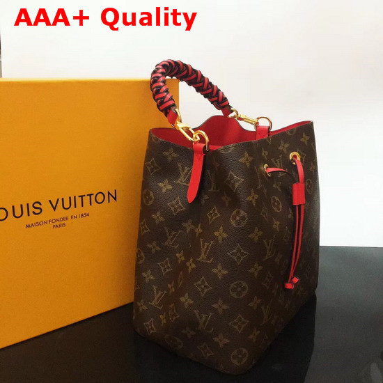 Louis Vuitton Neonoe Monogram Coated Canvas with Coquelicot Red Smooth Cowhide Leather Trim M43985 Replica