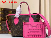 Louis Vuitton Neverfull Bandouliere Inside Out BB Rose Pondichery Cowhide Leather and Monogram Coated Canvas M12106 Replica