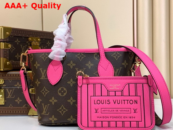 Louis Vuitton Neverfull Bandouliere Inside Out BB Rose Pondichery Cowhide Leather and Monogram Coated Canvas M12106 Replica