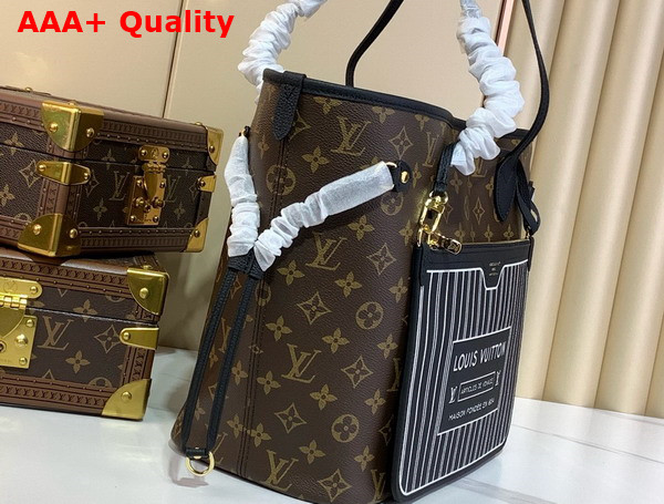 Louis Vuitton Neverfull Inside Out MM Black Cowhide Leather and Monogram Coated Canvas M11946 Replica