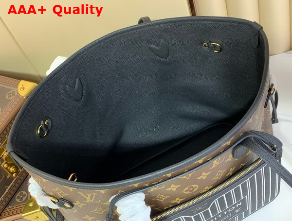 Louis Vuitton Neverfull Inside Out MM Black Cowhide Leather and Monogram Coated Canvas M11946 Replica