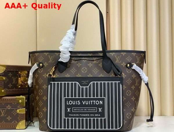 Louis Vuitton Neverfull Inside Out MM Black Cowhide Leather and Monogram Coated Canvas M11946 Replica