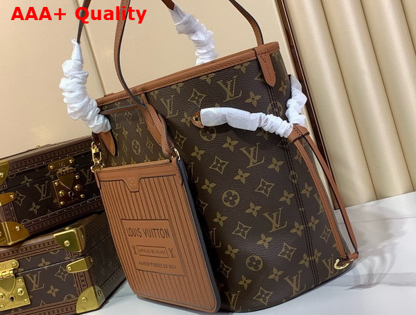 Louis Vuitton Neverfull Inside Out MM Tan Cowhide Leather and Monogram Coated Canvas M12061 Replica