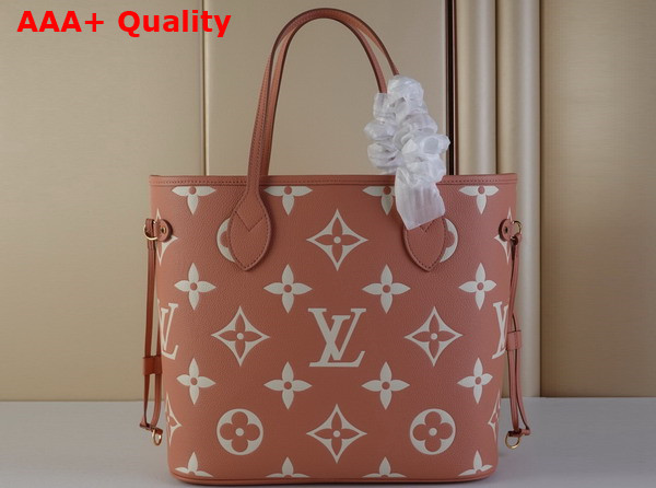 Louis Vuitton Neverfull MM Bicolor Monogram Empreinte Leather Trianon Pink Cream M46329 Replica