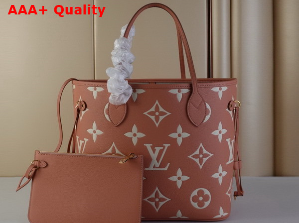 Louis Vuitton Neverfull MM Bicolor Monogram Empreinte Leather Trianon Pink Cream M46329 Replica