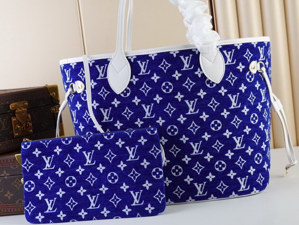 Louis Vuitton Neverfull MM Blue Monogram Jacquard Velvet M46220 Replica