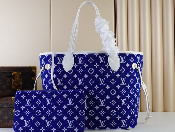 Louis Vuitton Neverfull MM Blue Monogram Jacquard Velvet M46220 Replica