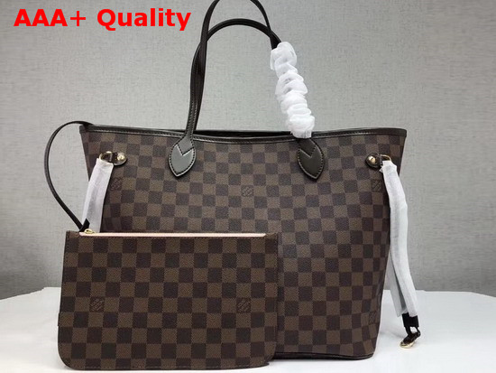 Louis Vuitton Neverfull MM Damier Ebene Canvas Pink Interior Replica