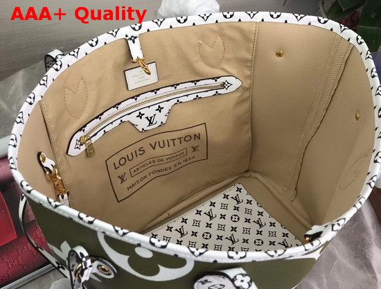 Louis Vuitton Neverfull MM Kaki Monogram Coated Canvas M44568 Replica