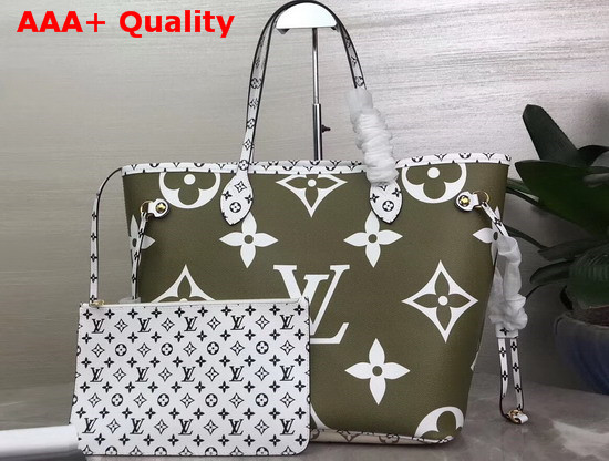 Louis Vuitton Neverfull MM Kaki Monogram Coated Canvas M44568 Replica