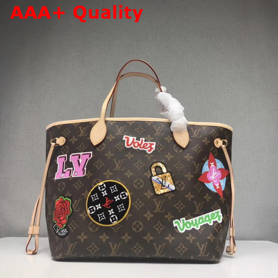 Louis Vuitton Neverfull MM Monogram Coated Canvas with Applied and Printed Patches M43988 Replica