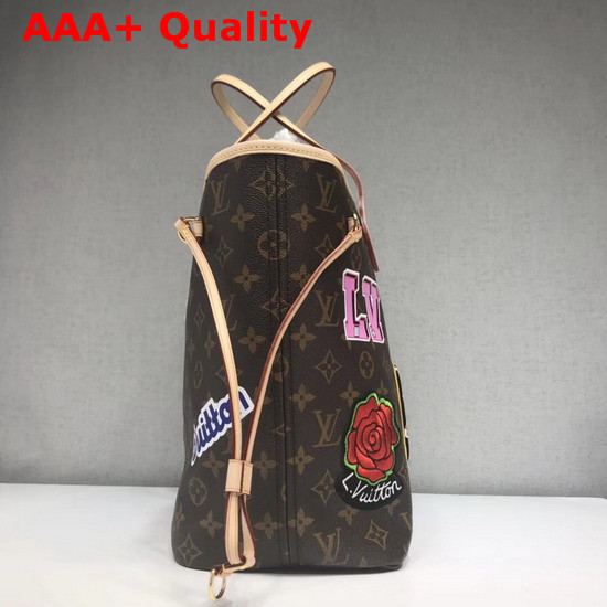 Louis Vuitton Neverfull MM Monogram Coated Canvas with Applied and Printed Patches M43988 Replica