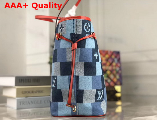 Louis Vuitton Neverfull MM Monogram Denim Canvas with a Pattern of Patchwork Squares M44981 Replica