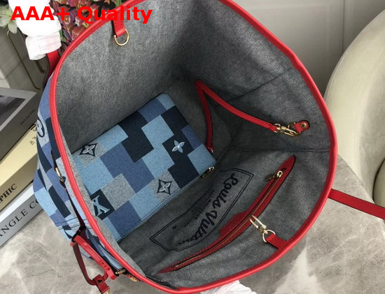 Louis Vuitton Neverfull MM Monogram Denim Canvas with a Pattern of Patchwork Squares M44981 Replica