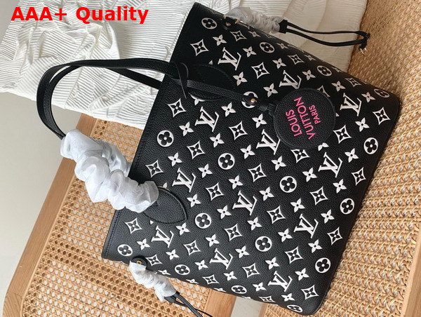 Louis Vuitton Neverfull MM Monogram Empreinte Leather Black White M46103 Replica