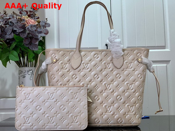 Louis Vuitton Neverfull MM Pale Beige Sprayed and Embossed Grained Cowhide Leather M46231 Replica