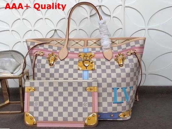 Louis Vuitton Neverfull MM Printed Damier Azur Canvas Replica