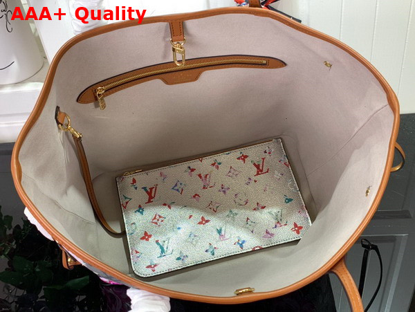 Louis Vuitton Neverfull MM Tote Bag Metallic Silver Canvas Decorated with a Gorgeous All Over Flower Pattern M21352 Replica