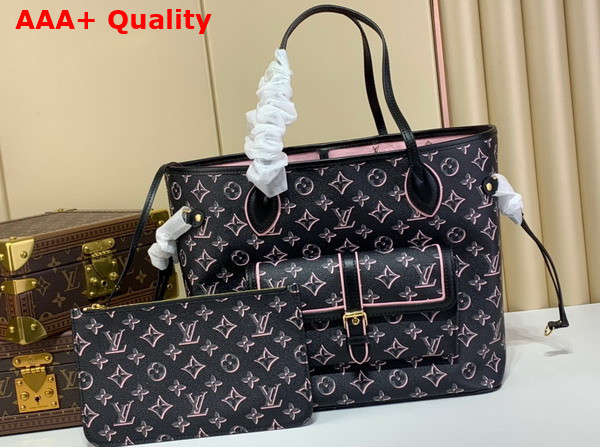 Louis Vuitton Neverfull MM Tote Bag in Black Monogram Coated Canvas M46137 Replica