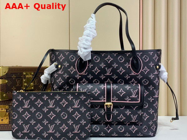 Louis Vuitton Neverfull MM Tote Bag in Black Monogram Coated Canvas M46137 Replica