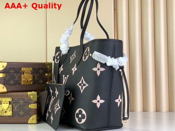 Louis Vuitton Neverfull MM Tote Bag in Black and Beige Monogram Empreinte Leather M58907 Replica