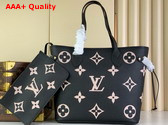 Louis Vuitton Neverfull MM Tote Bag in Black and Beige Monogram Empreinte Leather M58907 Replica